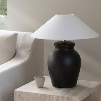 Duża lampa stołowa czarna terakota Berit 38cm